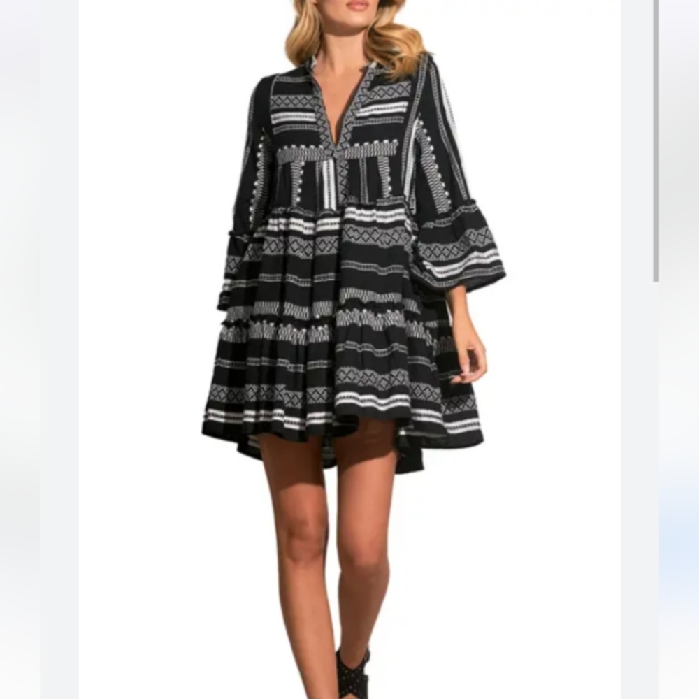 Elan Black and White Charli Dress Size Large with pockets - Picture 3 of 4